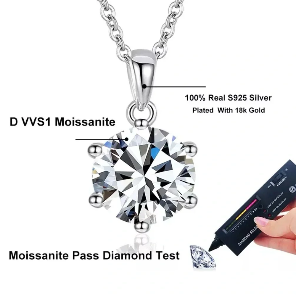 Gorgeous 2CT Moissanite Pendant Necklace 925 SS GRA certified - Picture 12 of 14